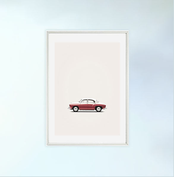 車のアートポスター白フレームあり