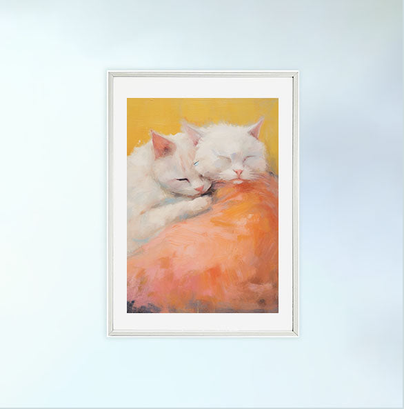 猫のアートポスター白フレームあり
