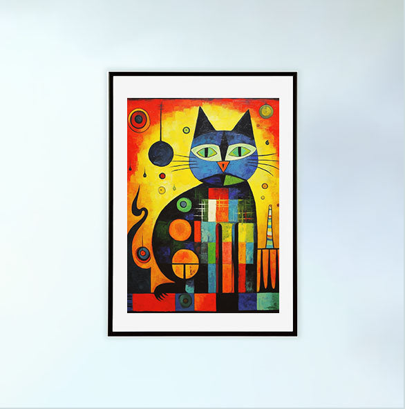 猫のアートポスター黒フレームあり