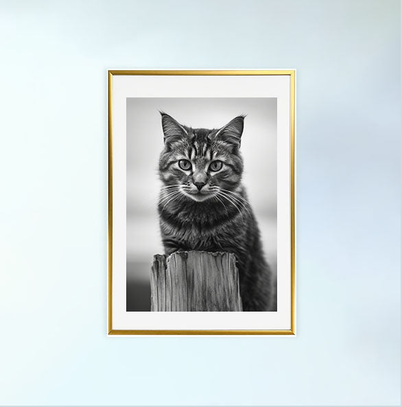 猫のアートポスター金フレームあり