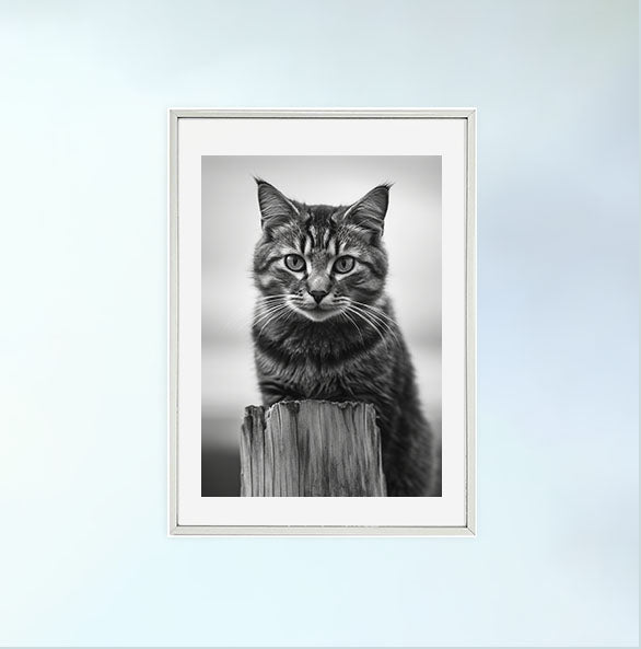 猫のアートポスター銀フレームあり
