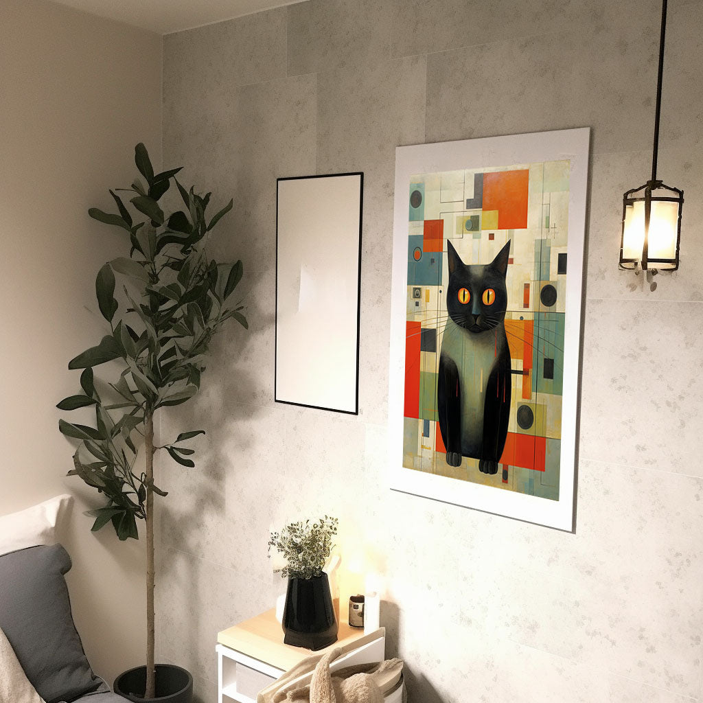 猫のアートポスター廊下配置イメージ