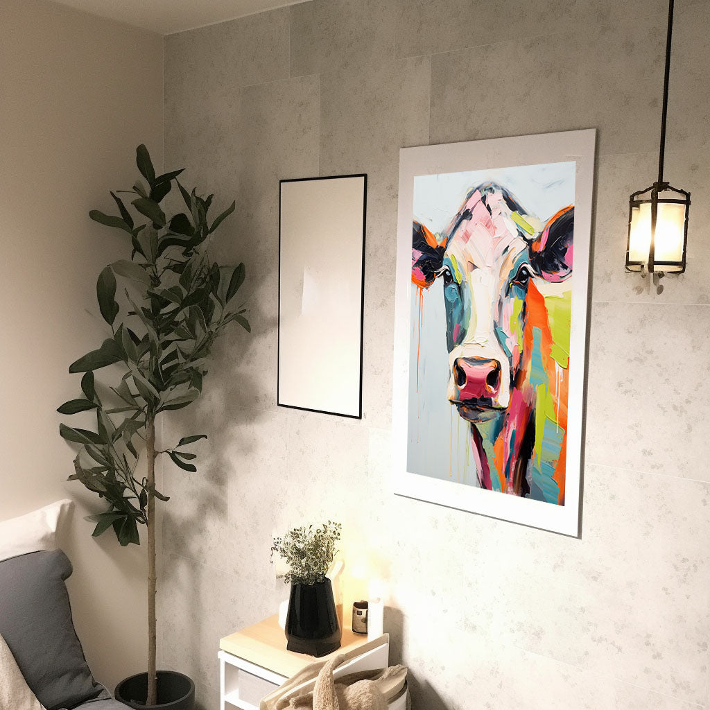 牛のアートポスター廊下配置イメージ