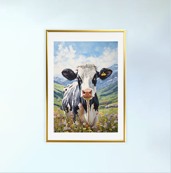 牛のアートポスター金フレームあり