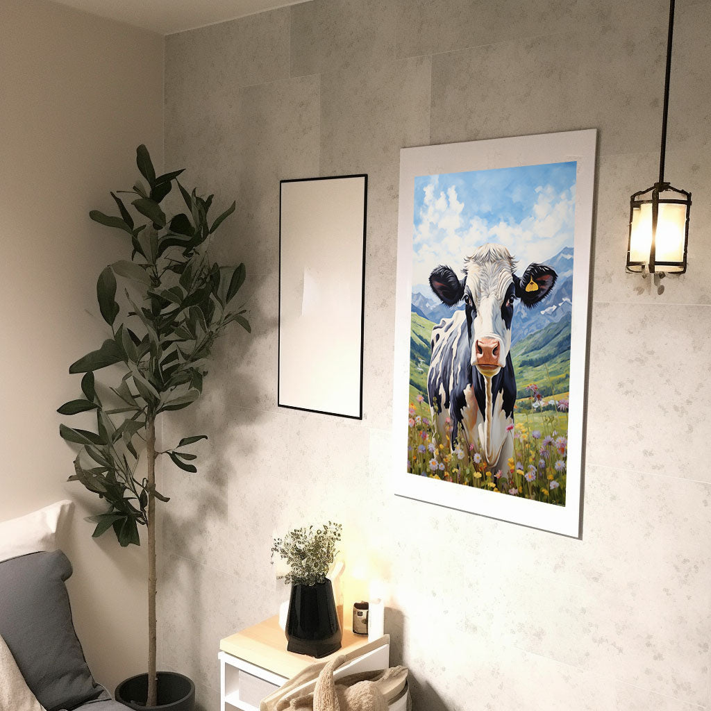 牛のアートポスター廊下配置イメージ