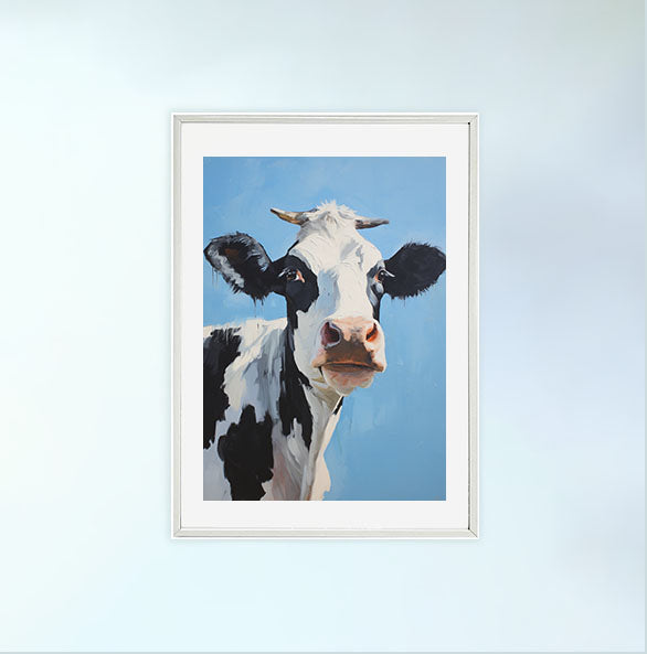 牛のアートポスター白フレームあり