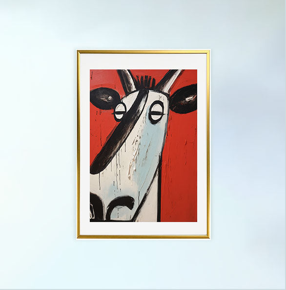 牛のアートポスター金フレームあり