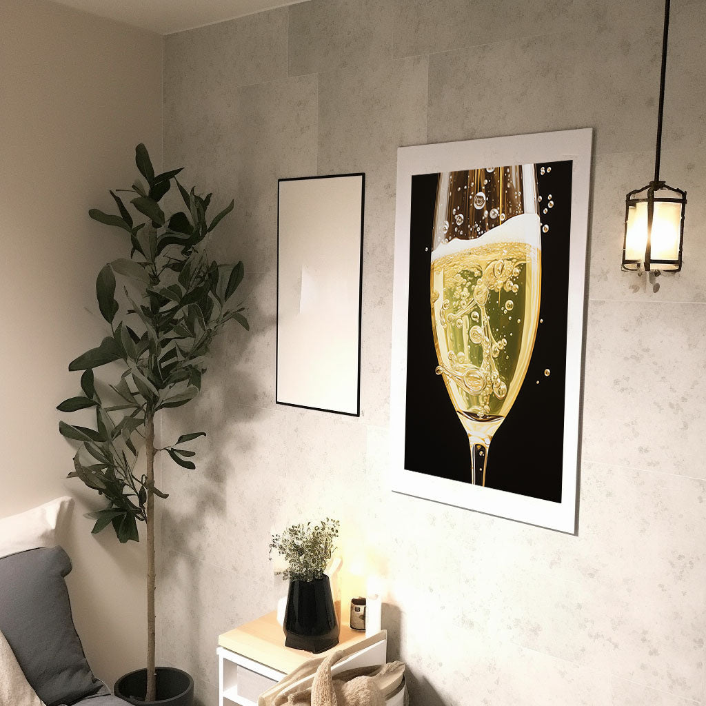 シャンパンのアートポスター廊下配置イメージ