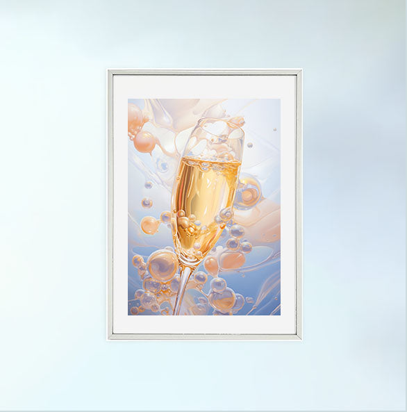 シャンパンのアートポスター銀フレームあり