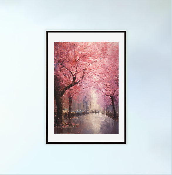 桜のアートポスター黒フレームあり