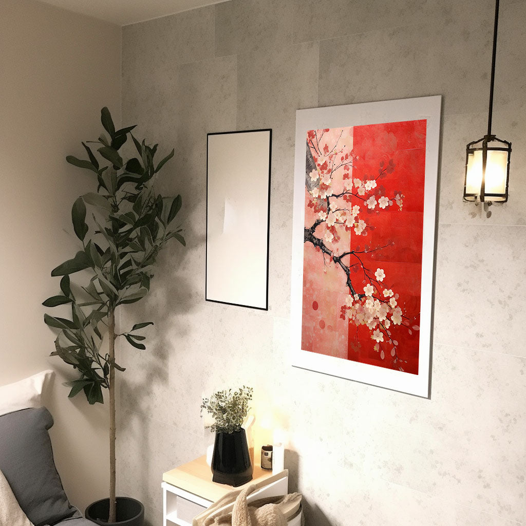 桜のアートポスター廊下配置イメージ