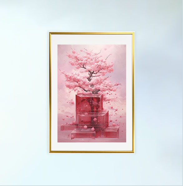 桜のアートポスター金フレームあり