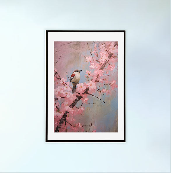 桜のアートポスター黒フレームあり