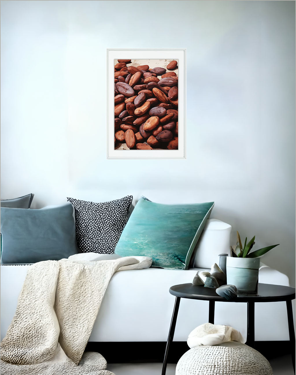 チョコレートのアートポスターソファ配置イメージ