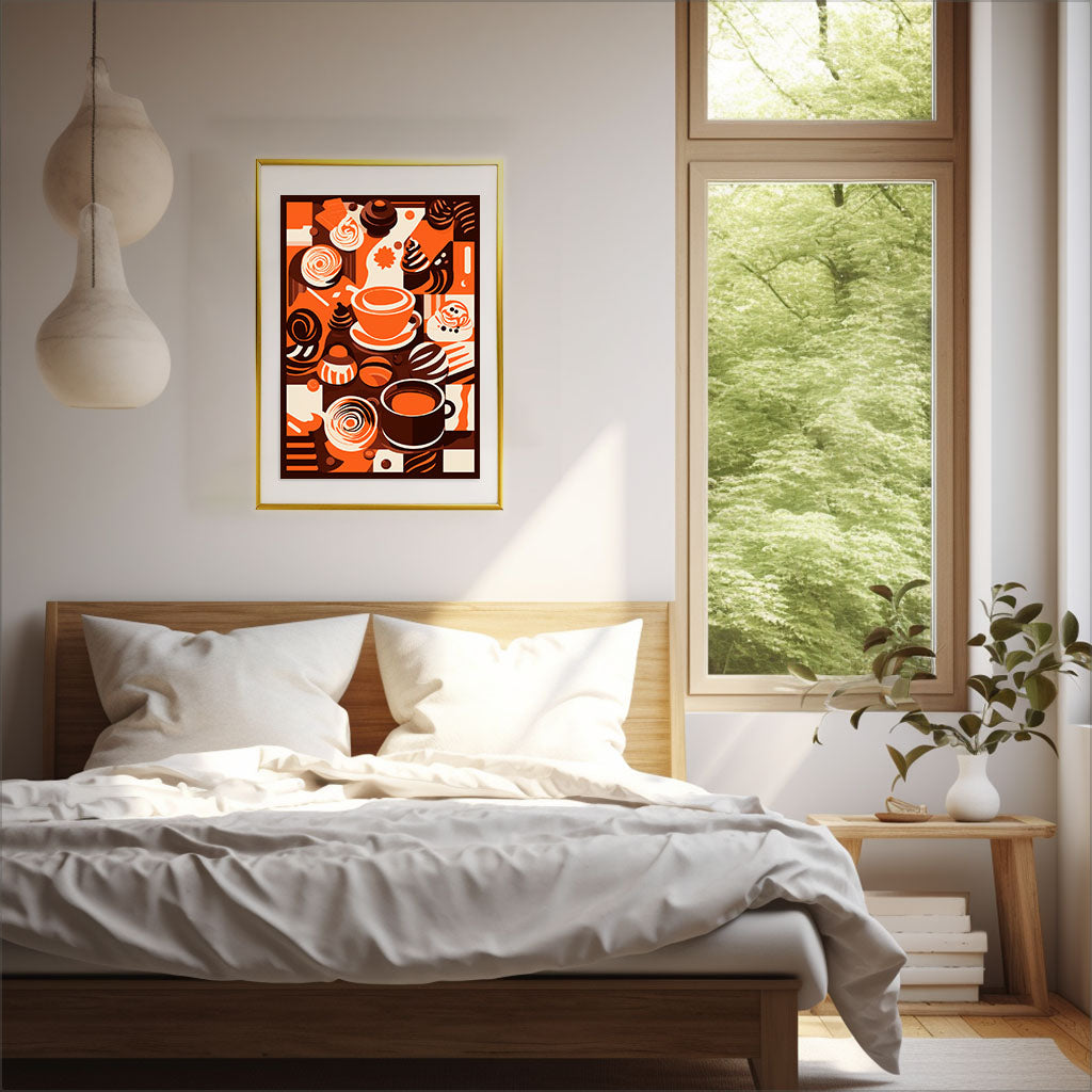 チョコレートのアートポスター寝室配置イメージ