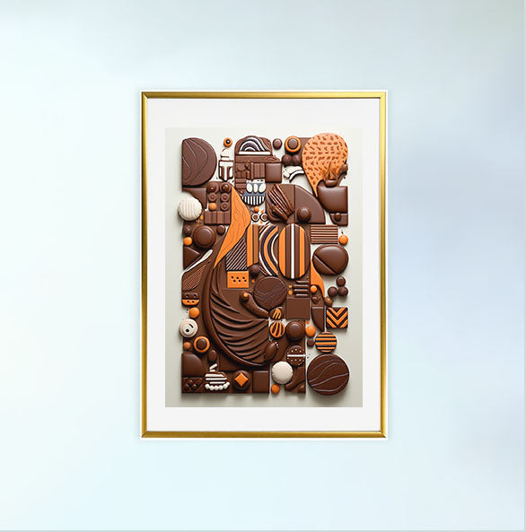 チョコレートのアートポスター金フレームあり