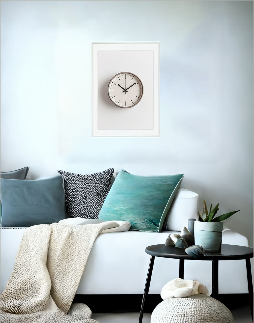 時計のアートポスターソファ配置イメージ