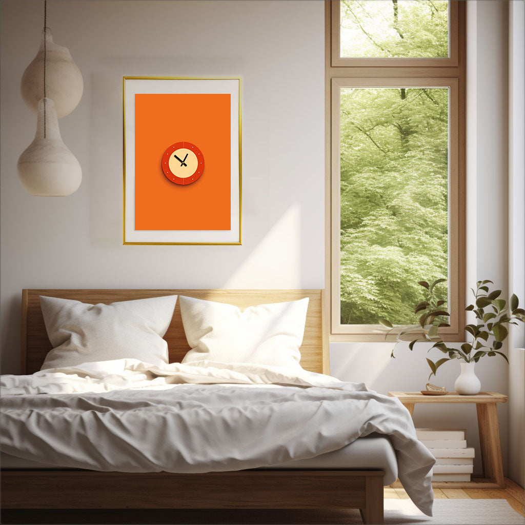 時計のアートポスター寝室配置イメージ