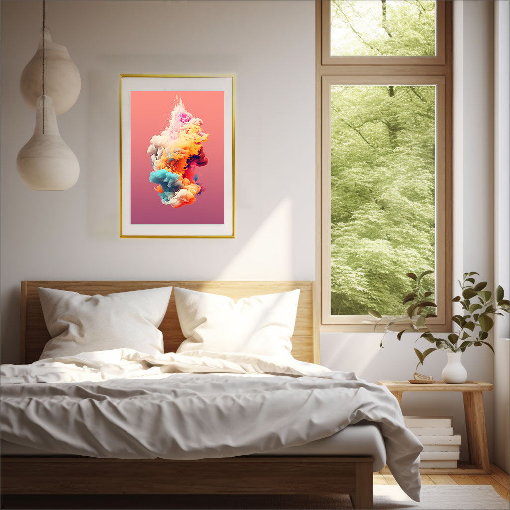 雲のアートポスター寝室配置イメージ