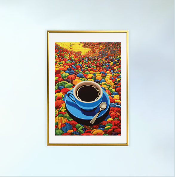 コーヒーベルトのアートポスター金フレームあり