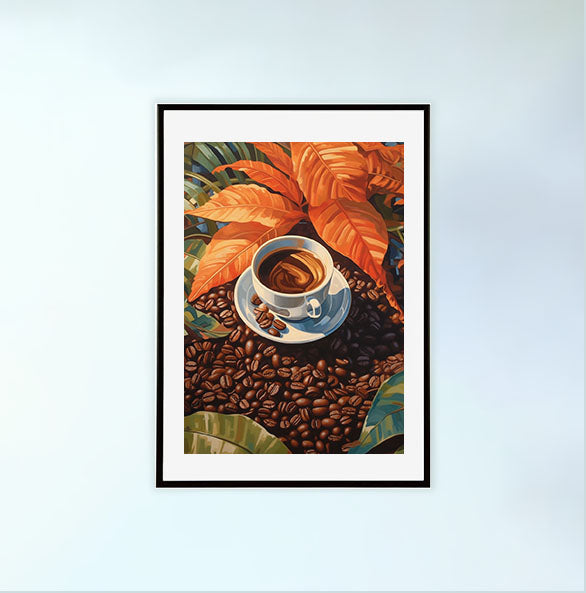 コーヒーベルトのアートポスター黒フレームあり