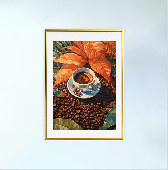 コーヒーベルトのアートポスター金フレームあり
