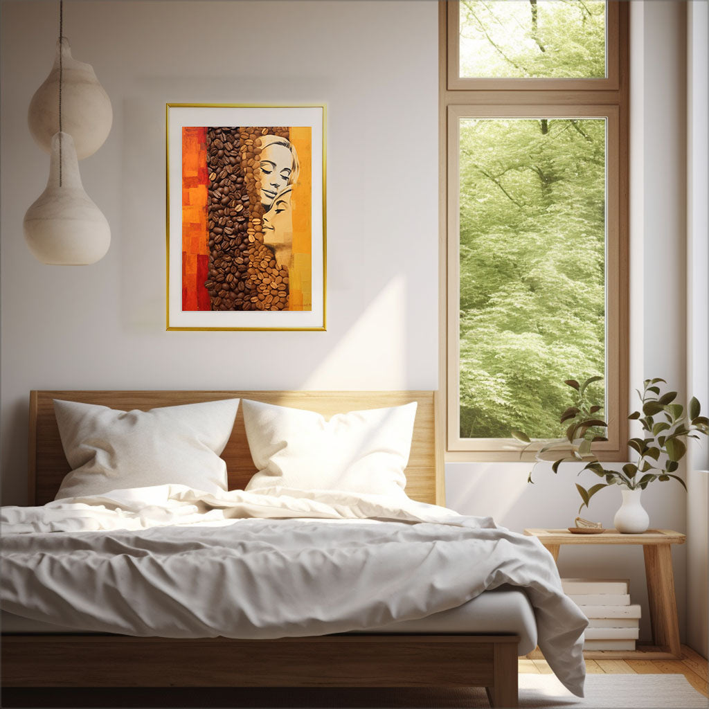 コーヒーベルトのアートポスター寝室配置イメージ