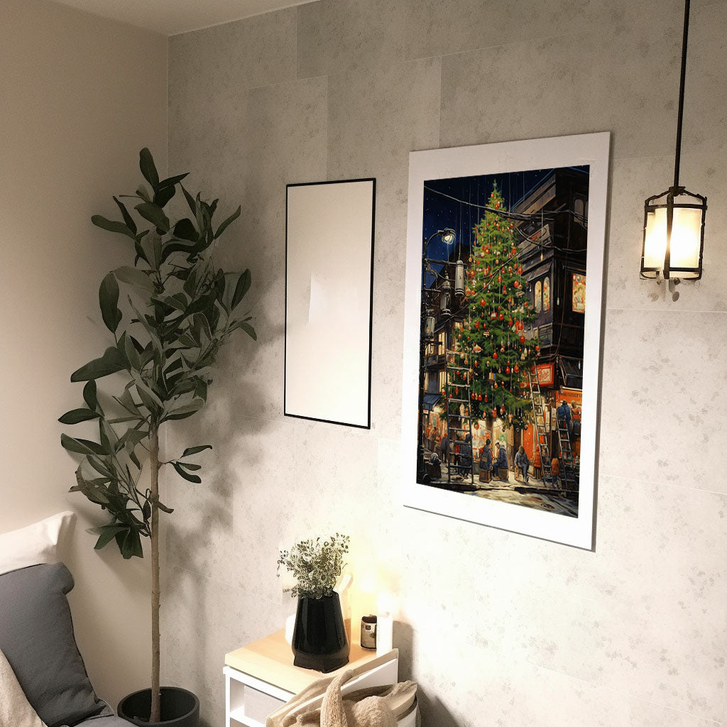 クリスマスのアートポスター廊下配置イメージ