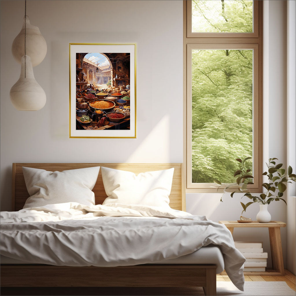 カレーのアートポスター寝室配置イメージ