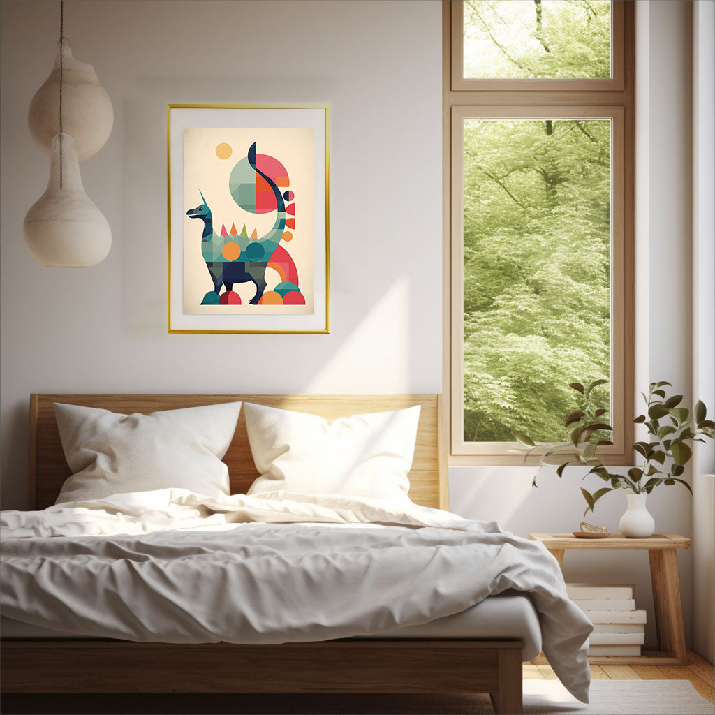 恐竜のアートポスター寝室配置イメージ