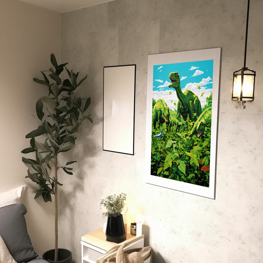 恐竜のアートポスター廊下配置イメージ