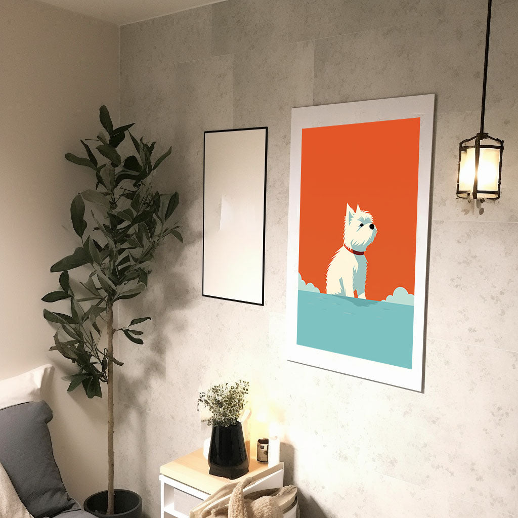 犬のアートポスター廊下配置イメージ