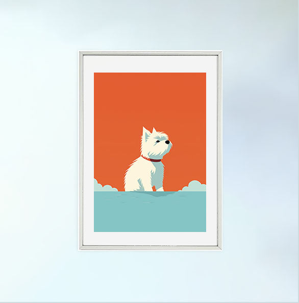犬のアートポスター銀フレームあり