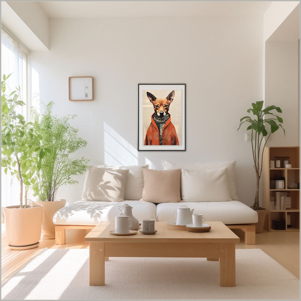 犬のアートポスターリビング配置イメージ