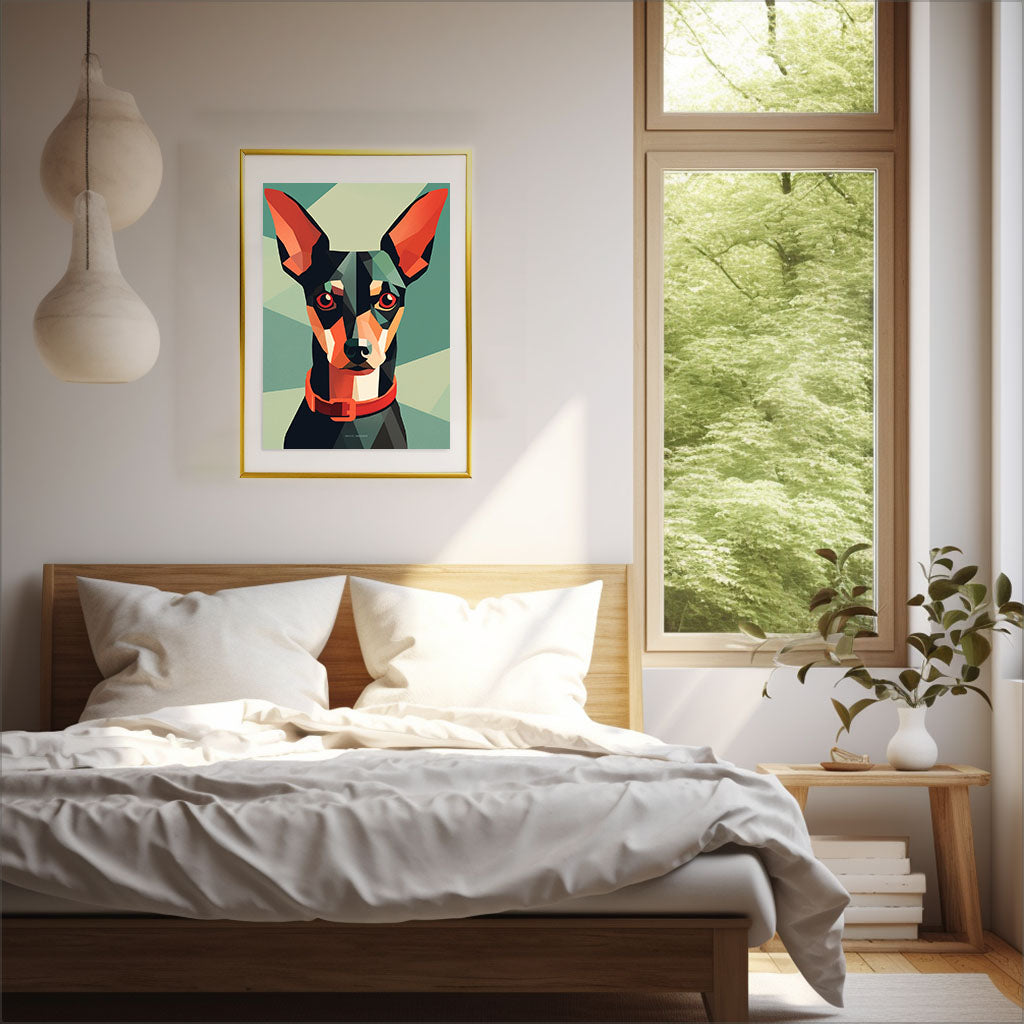 犬のアートポスター寝室配置イメージ