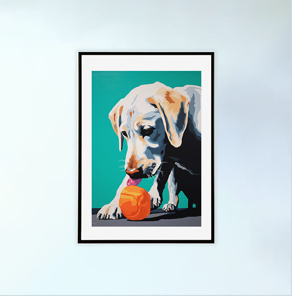 犬のアートポスター黒フレームあり