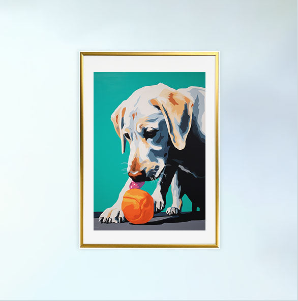 犬のアートポスター金フレームあり