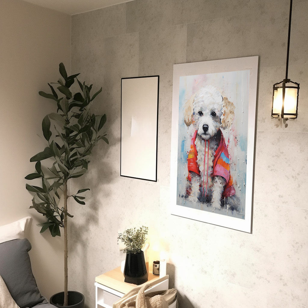 犬のアートポスター廊下配置イメージ