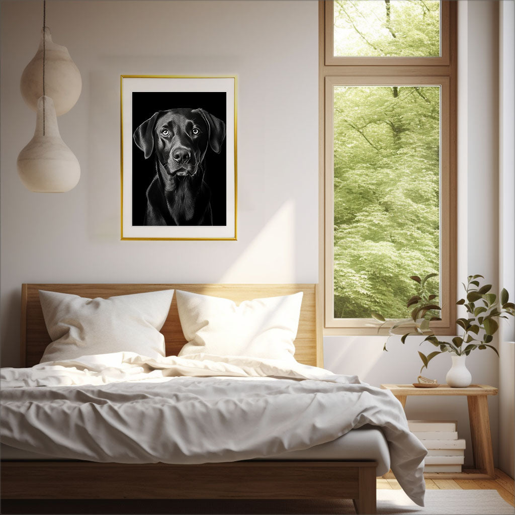 犬のアートポスター寝室配置イメージ