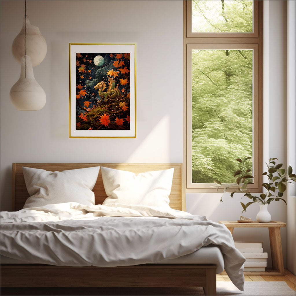 龍のアートポスター寝室配置イメージ