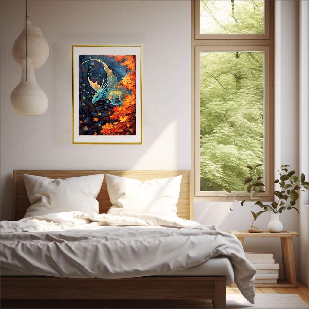 龍のアートポスター寝室配置イメージ