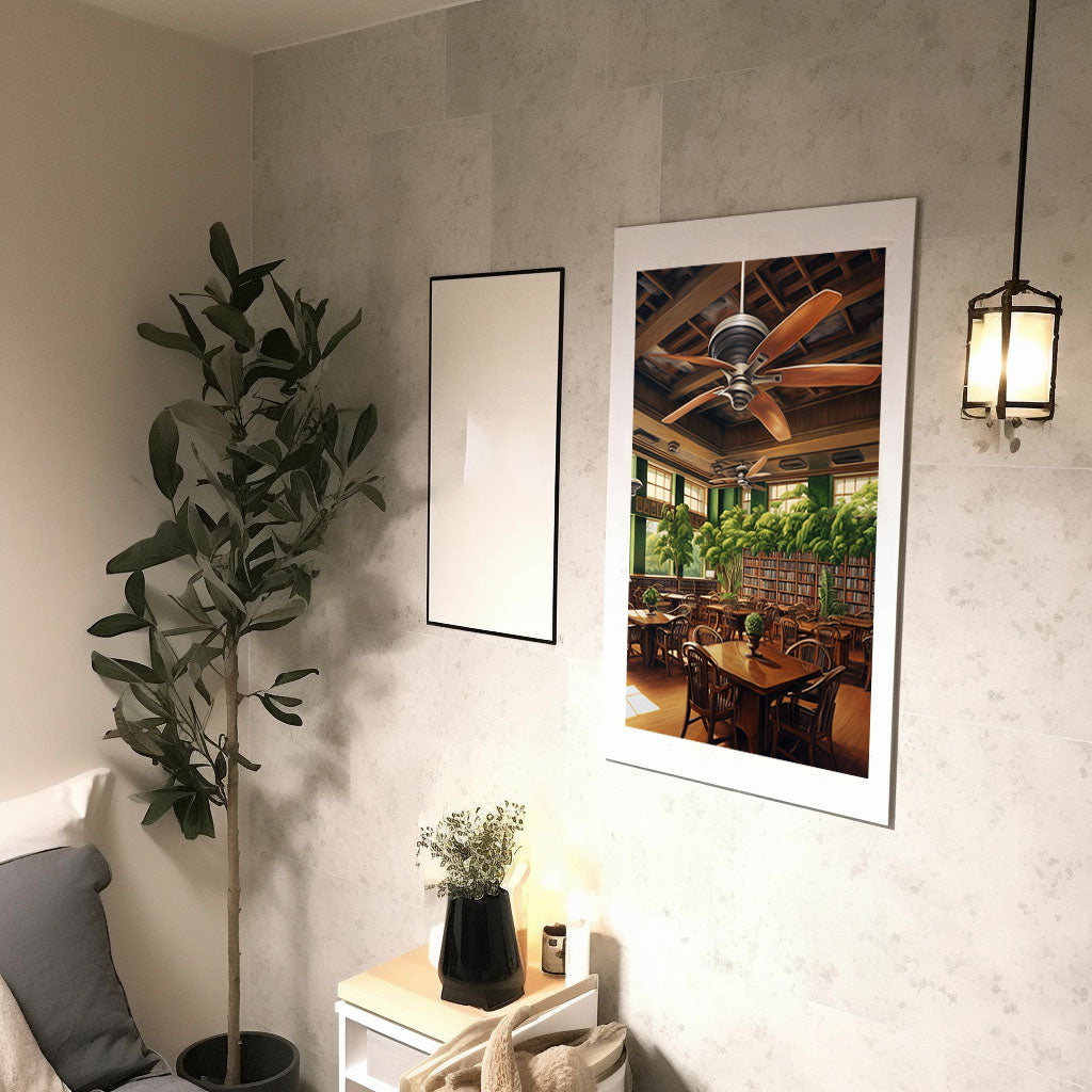 扇風機のアートポスター廊下配置イメージ