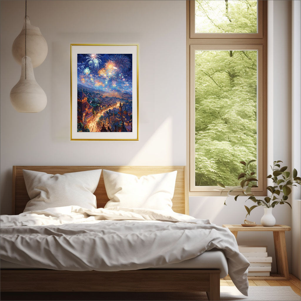 花火大会のアートポスター寝室配置イメージ