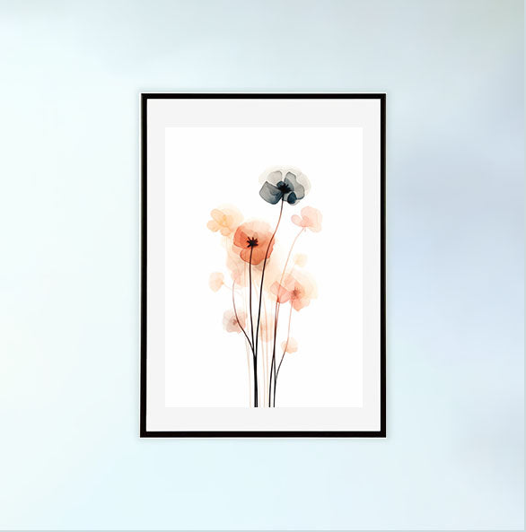 春の花のアートポスター黒フレームあり