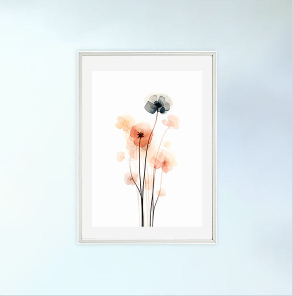 春の花のアートポスター白フレームあり
