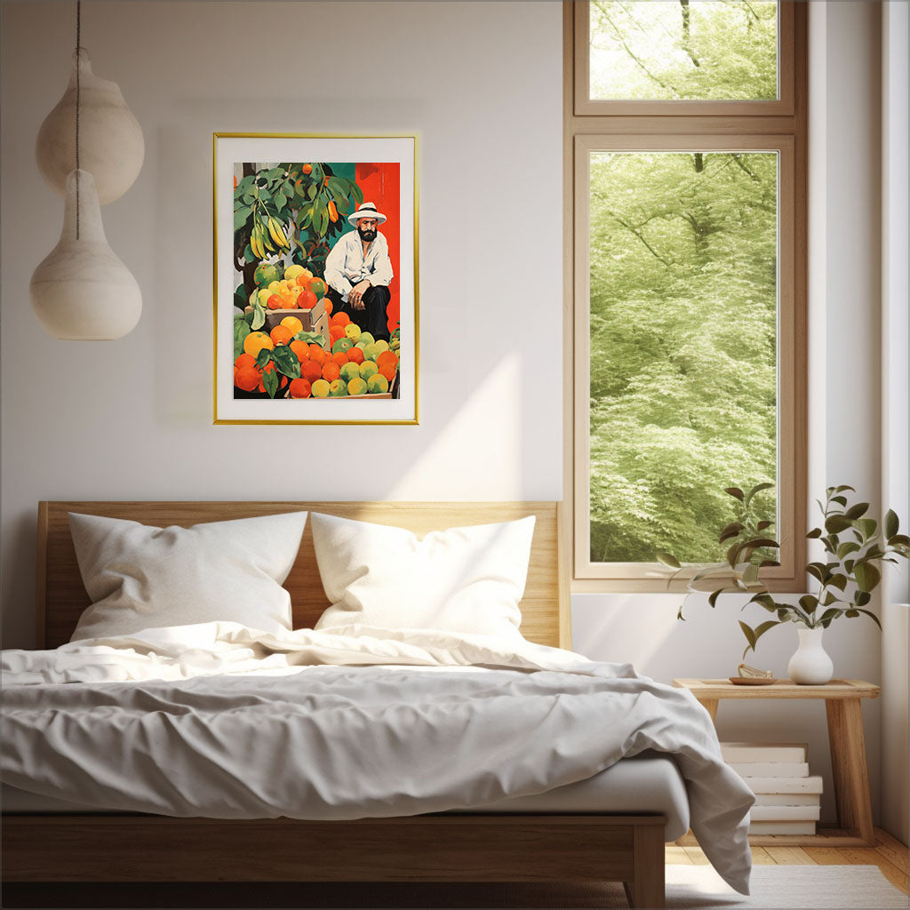 フルーツのアートポスター寝室配置イメージ