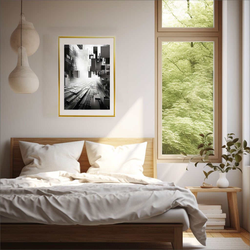 グレープフルーツのアートポスター寝室配置イメージ