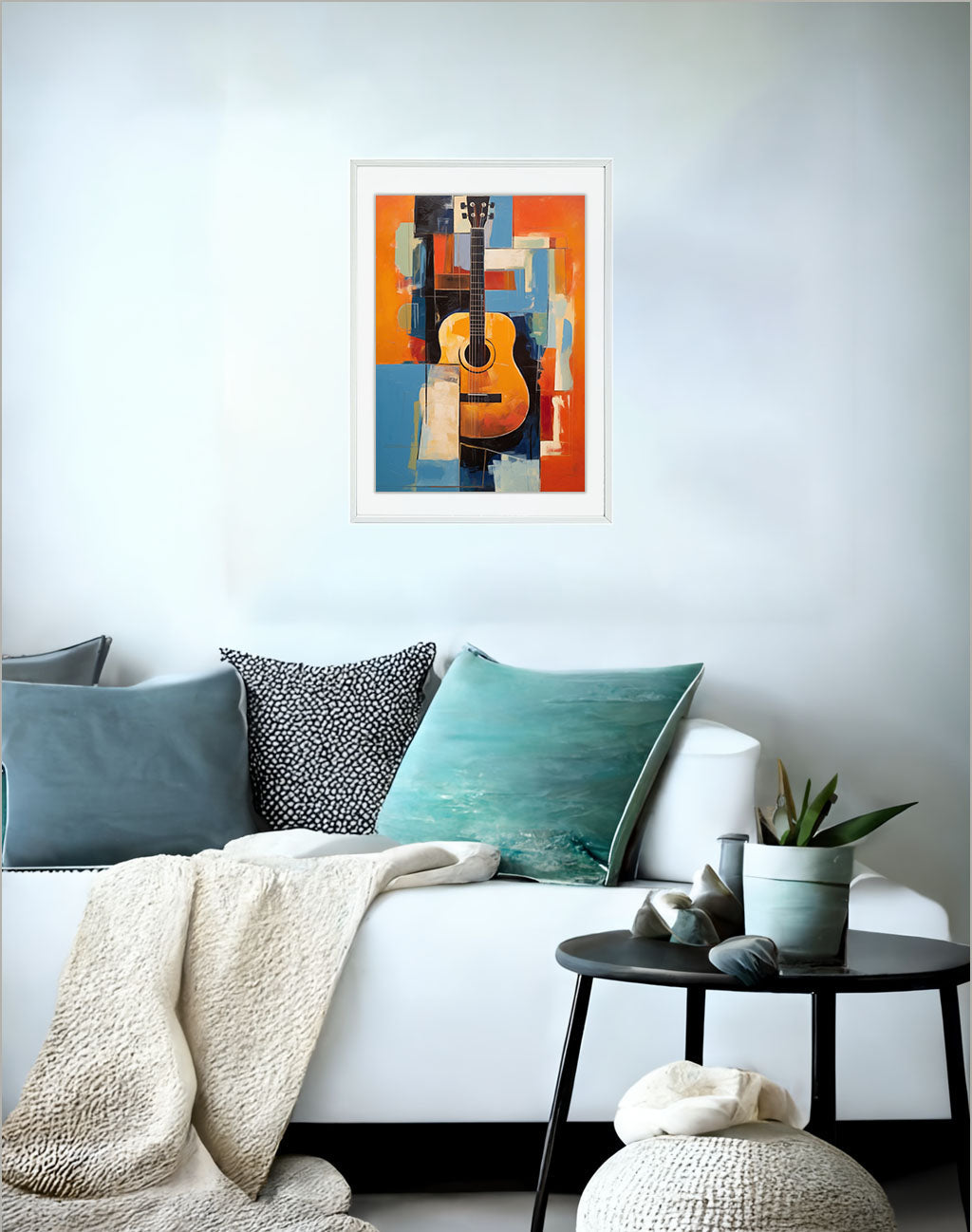 ギターのアートポスター:guitar_d6e7 / 音楽・芸術__のポスター画像ソファ近くに設置したイメージ
