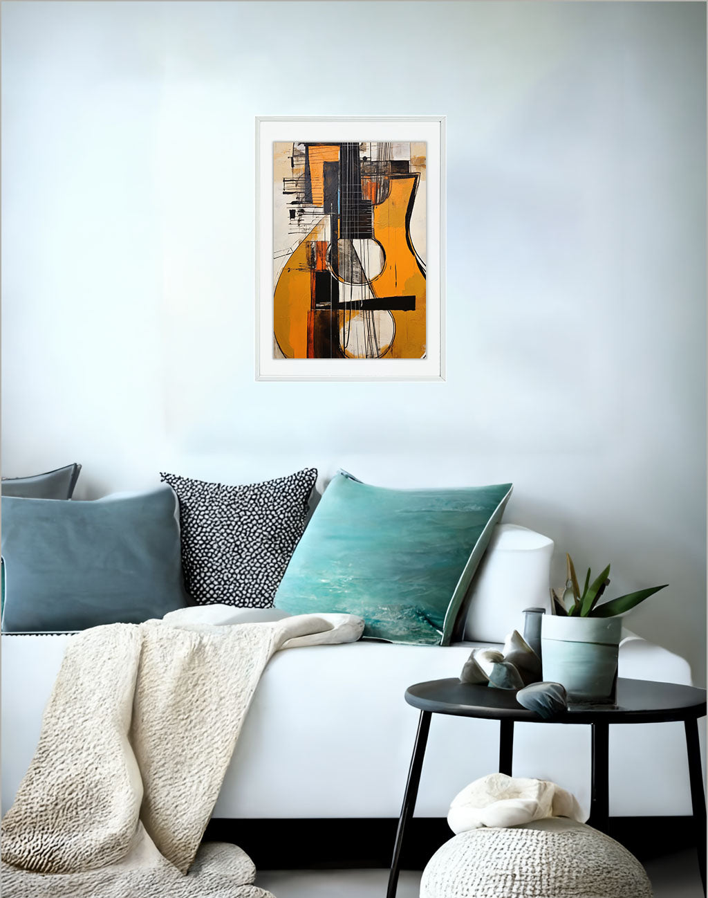 ギターのアートポスター:guitar_ed34 / 音楽・芸術__のポスター画像ソファ近くに設置したイメージ