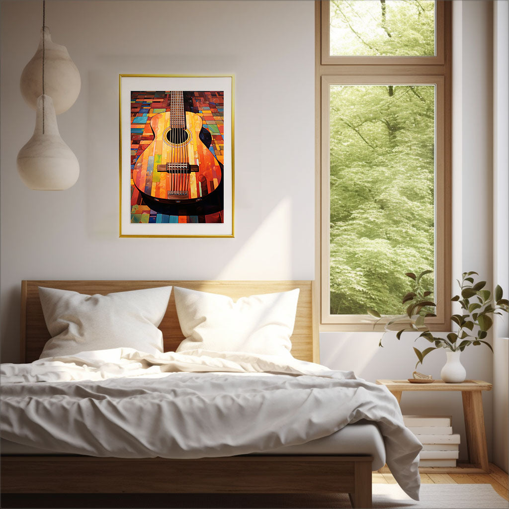 ギターのアートポスター:guitar_f37a / 音楽・芸術__のポスター画像寝室に設置したイメージ